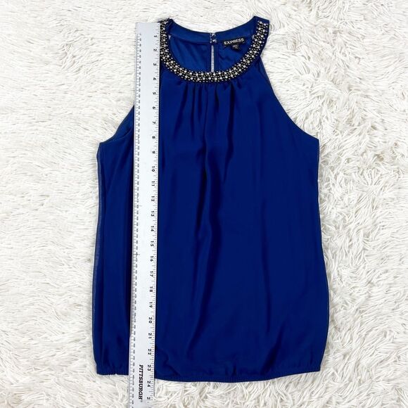 Express Navy Blue Sleeveless Dressy Top XS - Picture 3 of 7